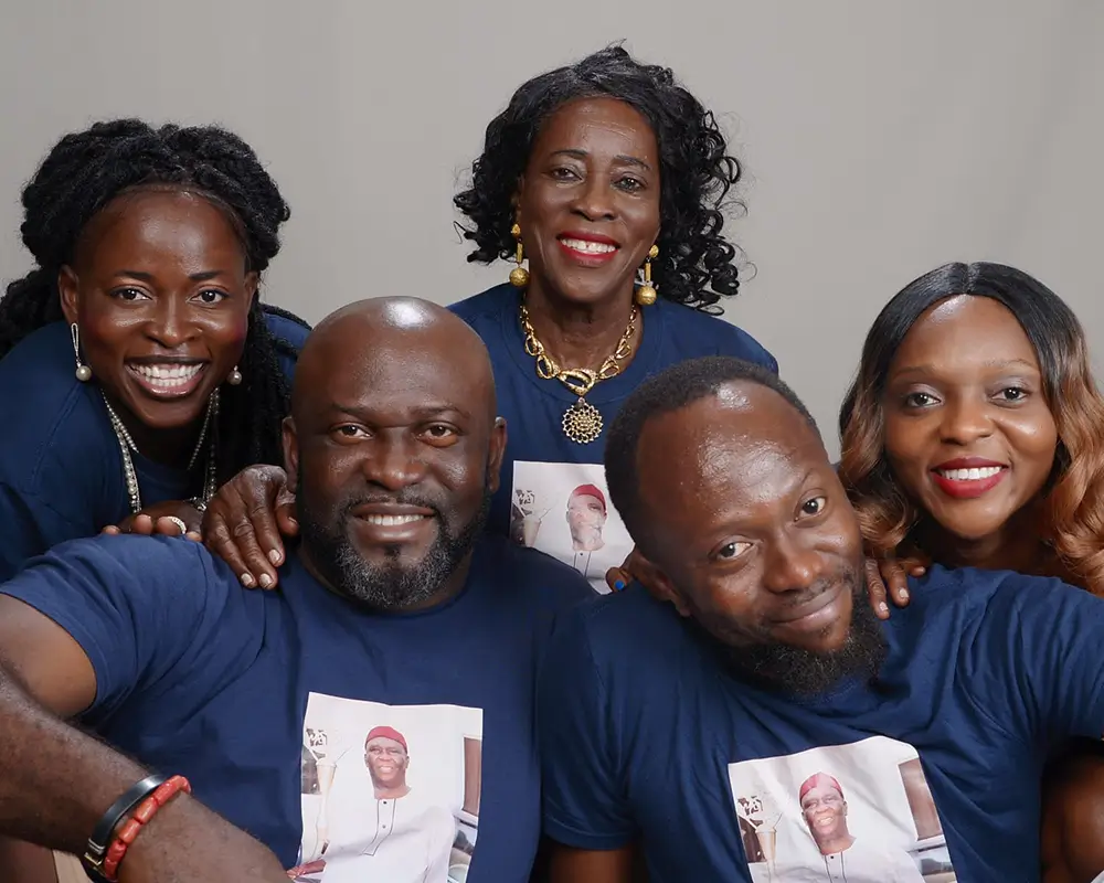 Uchenna Gerald Igwe with his mum and siblings